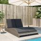 Preview: Sonnenliege mit Auflagen Grau 114x205x73 cm Poly Rattan