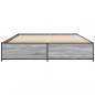 Preview: Bettgestell Grau Sonoma 150x200 cm Holzwerkstoff und Metall