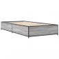 Preview: Bettgestell Grau Sonoma 75x190 cm Holzwerkstoff und Metall