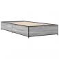 Preview: Bettgestell Grau Sonoma 75x190 cm Holzwerkstoff und Metall