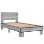 Preview: Bettgestell Grau Sonoma 75x190 cm Holzwerkstoff und Metall