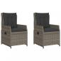 Preview: Gartensessel 2 Stk. Verstellbar Grau Poly Rattan