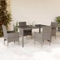 Preview: ARDEBO.de - 5-tlg. Garten-Essgruppe mit Kissen Grau Poly Rattan und Glas