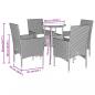 Preview: 5-tlg. Garten-Essgruppe mit Kissen Schwarz Poly Rattan und Glas