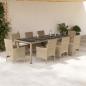 Preview: ARDEBO.de - 9-tlg. Garten-Essgruppe mit Kissen Beige Poly Rattan Glas