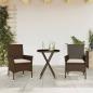 Preview: ARDEBO.de - 3-tlg. Bistro-Set mit Kissen Braun Poly Rattan und Glas