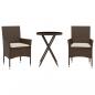 Preview: 3-tlg. Bistro-Set mit Kissen Braun Poly Rattan und Glas