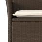 Preview: 3-tlg. Bistro-Set mit Kissen Braun Poly Rattan und Glas