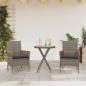 Preview: ARDEBO.de - 3-tlg. Bistro-Set mit Kissen Grau Poly Rattan & Akazienholz