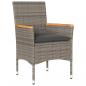 Preview: 3-tlg. Bistro-Set mit Kissen Grau Poly Rattan & Akazienholz