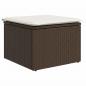 Preview: Gartenhocker mit Kissen Braun 55x55x37 cm Poly Rattan