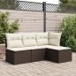 Preview: Gartenhocker mit Kissen Braun 55x55x37 cm Poly Rattan