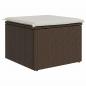 Preview: Gartenhocker mit Kissen Braun 55x55x37 cm Poly Rattan