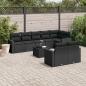 Preview: ARDEBO.de - 9-tlg. Garten-Sofagarnitur mit Kissen Schwarz Poly Rattan