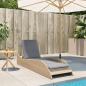 Preview: Sonnenliege mit Auflage Beige 60x205x73 cm Poly Rattan