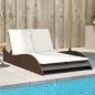 Preview: ARDEBO.de - Sonnenliege mit Auflagen Braun 114x205x73 cm Poly Rattan