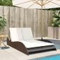 Preview: Sonnenliege mit Auflagen Braun 114x205x73 cm Poly Rattan