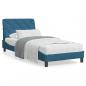 Preview: ARDEBO.de - Bett mit Matratze Blau 90x200 cm Samt