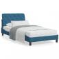 Preview: ARDEBO.de - Bett mit Matratze Blau 100x200 cm Samt