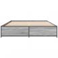 Preview: Bettgestell Grau Sonoma 135x190 cm Holzwerkstoff und Metall