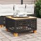 Preview: ARDEBO.de - Gartentisch Schwarz 55x55x36 cm Poly Rattan Akazienholz