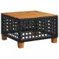 Preview: Gartentisch Schwarz 55x55x36 cm Poly Rattan Akazienholz