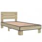 Preview: Bettgestell Sonoma-Eiche 90x190 cm Holzwerkstoff und Metall