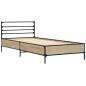 Preview: Bettgestell Sonoma-Eiche 90x190 cm Holzwerkstoff und Metall