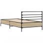 Preview: Bettgestell Sonoma-Eiche 90x190 cm Holzwerkstoff und Metall