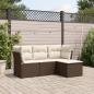 Preview: ARDEBO.de - 4-tlg. Garten-Sofagarnitur mit Kissen Braun Poly Rattan