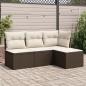 Preview: ARDEBO.de - 4-tlg. Garten-Sofagarnitur mit Kissen Braun Poly Rattan