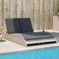 Preview: ARDEBO.de - Sonnenliege mit Auflagen Hellgrau 114x205x73 cm Poly Rattan