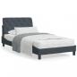 Preview: ARDEBO.de - Bett mit Matratze Dunkelgrau 100x200 cm Samt