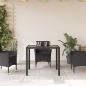 Preview: Gartentisch mit Glasplatte Schwarz 90x90x75 cm Poly Rattan