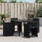 Preview: Gartenstühle mit Kissen 4 Stk. Schwarz Poly Rattan