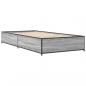 Preview: Bettgestell Grau Sonoma 90x190 cm Holzwerkstoff und Metall