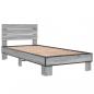 Preview: Bettgestell Grau Sonoma 90x200 cm Holzwerkstoff und Metall