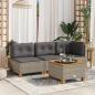 Preview: ARDEBO.de - Garten-Ecksofa mit Kissen Grau Poly Rattan