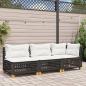 Preview: Gartensofa mit Kissen 3-Sitzer Schwarz Poly Rattan