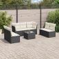 Preview: ARDEBO.de - 8-tlg. Garten-Sofagarnitur mit Kissen Schwarz Poly Rattan