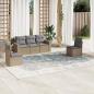 Preview: ARDEBO.de - 5-tlg. Garten-Sofagarnitur mit Kissen Beige Poly Rattan