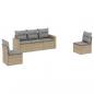 Preview: 5-tlg. Garten-Sofagarnitur mit Kissen Beige Poly Rattan