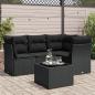 Preview: ARDEBO.de - 5-tlg. Garten-Sofagarnitur mit Kissen Schwarz Poly Rattan