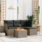 Preview: ARDEBO.de - 5-tlg. Garten-Sofagarnitur mit Kissen Grau Poly Rattan