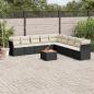 Preview: ARDEBO.de - 10-tlg. Garten-Sofagarnitur mit Kissen Schwarz Poly Rattan