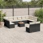 Preview: ARDEBO.de - 13-tlg. Garten-Sofagarnitur mit Kissen Schwarz Poly Rattan