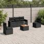 Preview: ARDEBO.de - 6-tlg. Garten-Sofagarnitur mit Kissen Schwarz Poly Rattan