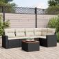 Preview: ARDEBO.de - 6-tlg. Garten-Sofagarnitur mit Kissen Schwarz Poly Rattan