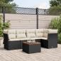 Preview: ARDEBO.de - 6-tlg. Garten-Sofagarnitur mit Kissen Schwarz Poly Rattan