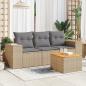 Preview: ARDEBO.de - 4-tlg. Garten-Sofagarnitur mit Kissen Beige Poly Rattan